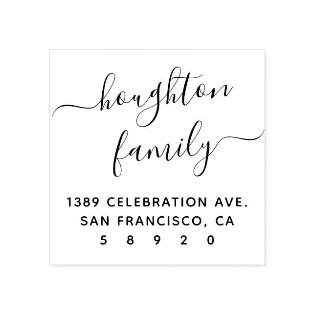 Modern handskriven Family Namn-Returadress Stämpel (Tryck)