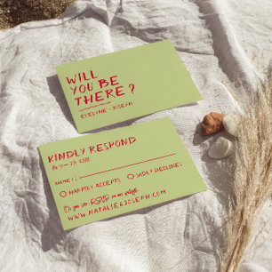 Modern handskriven färgfull Retro-Roligt fet Bröll OSA Kort