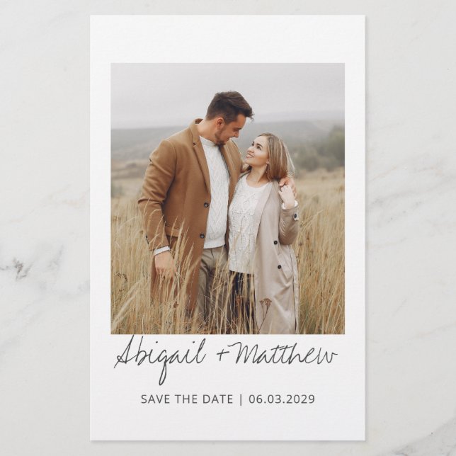 Modern handskriven foto sparar datuminbjudan (Framsida)