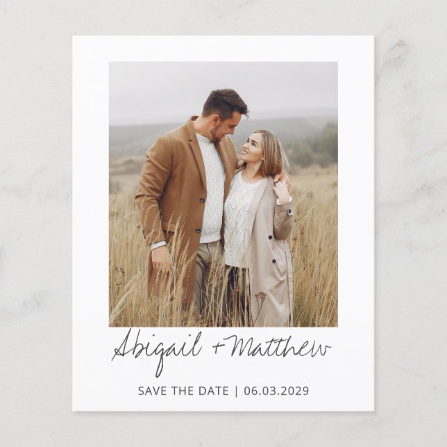 Modern handskriven foto sparar datuminbjudan flygblad (Framsidan)