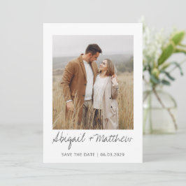 Modern handskriven foto sparar datuminbjudan inbjudningar