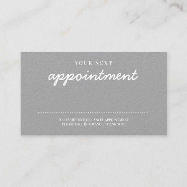 Modern handskriven Grått-påminnelse för Snyggt Tidsbeställning Kort (Framsida)