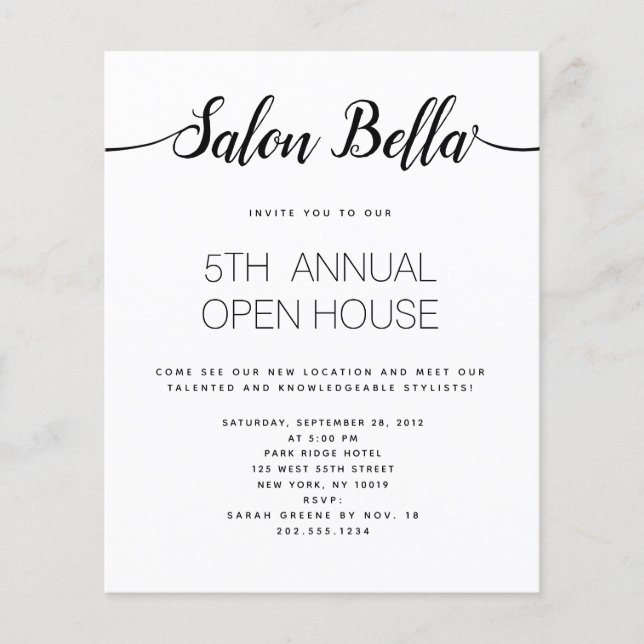 Modern handskriven kalligrafi Beauty Salon Flygblad (Framsidan)