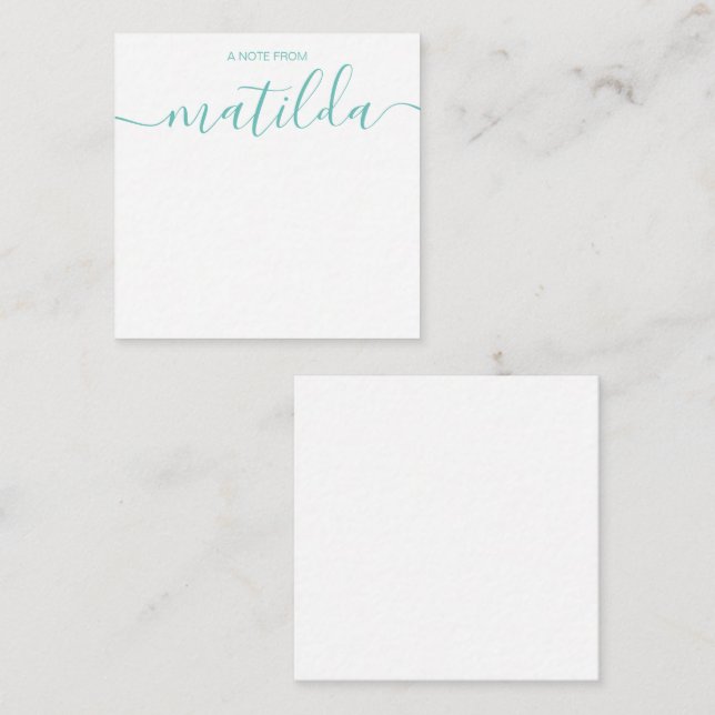 Modern handskriven kalligrafi enkel Aqua Note Ca Anteckningskort (Fram/baksida)