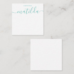 Modern handskriven kalligrafi enkel Aqua Note Ca Anteckningskort