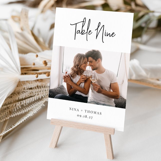 Modern handskriven + klassisk seriefoto bordsnummer (3.5x5" photo table numbers)