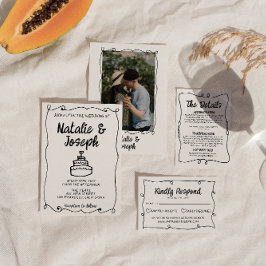 Modern handskriven kummel Retro Ram Bröllop Inbjudningar