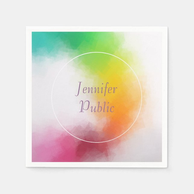 Modern handskriven ljusa färger mall pappersservett (Framsidan)
