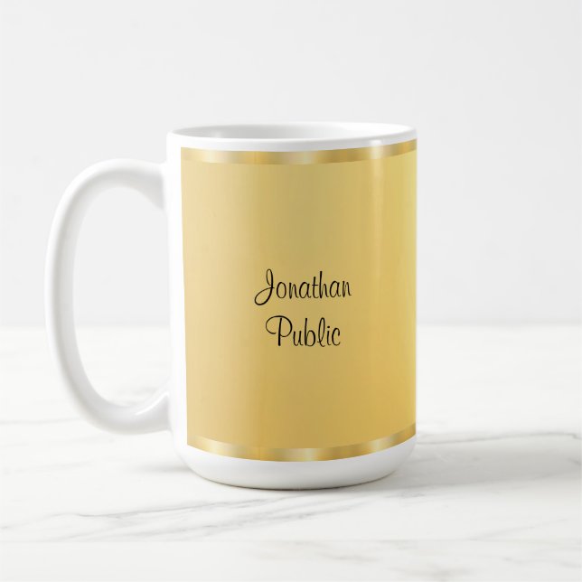 Modern handskriven mall för Faux Guld Kaffemugg (Vänster)