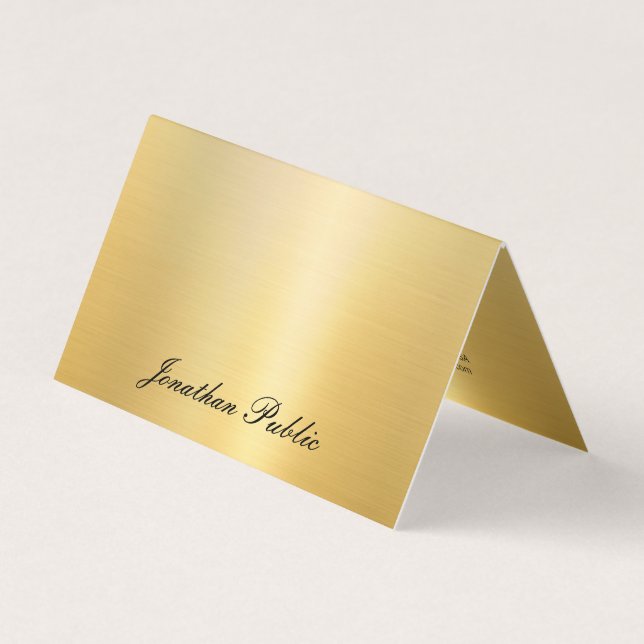 Modern handskriven namn guld elegant mall visitkort (Framsida)