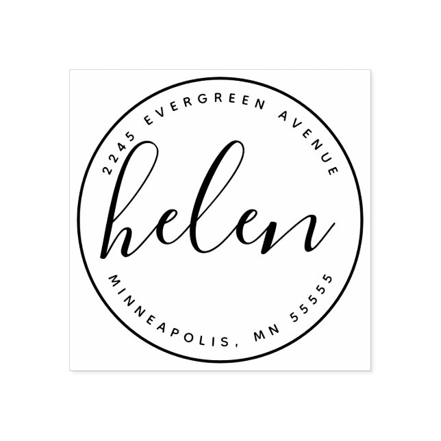 Modern handskriven Namn-Returadress Stämpel (Tryck)