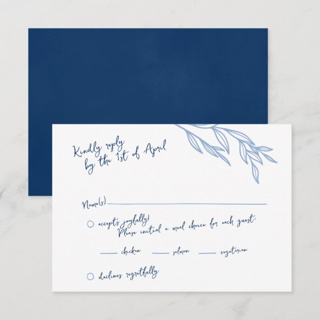 Modern handskriven OSA kort Blue (Fram/baksida)