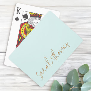 Modern handskriven returadress av blått namn-akva casinokort