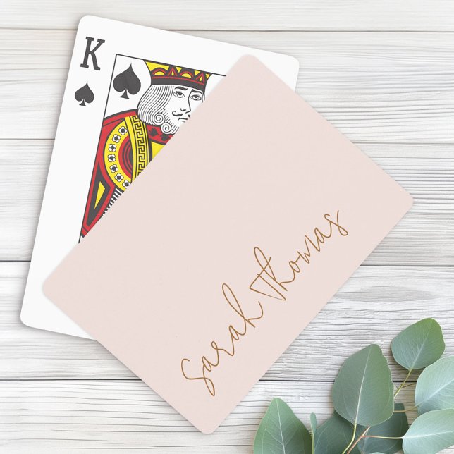 Modern handskriven returadress för  rosa i namn casinokort (Modern handwritten name blush pink return address poker cards)