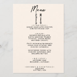 Modern handskriven ritad Retro Quirky Bröllop Meny