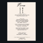 Modern handskriven ritad Retro Quirky Bröllop Meny<br><div class="desc">En färglös funky,  modern svartvit bröllop-middagsmeny. Med chic är det mallutformat för grå,  mjölkaktig bakgrund och svarthandsskriven typografi. Med Hand plockade knivar och en gaffel. En Perfekt och matchning med hela sviten.</div>