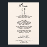 Modern handskriven ritad Retro Quirky Bröllop Meny<br><div class="desc">En färglös funky,  modern svartvit bröllop-middagsmeny. Med chic är det mallutformat för grå,  mjölkaktig bakgrund och svarthandsskriven typografi. Med Hand plockade knivar och en gaffel. En Perfekt och matchning med hela sviten.</div>