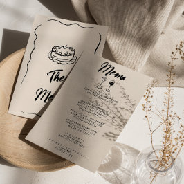 Modern handskriven ritad Retro Quirky Bröllop Meny