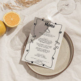 Modern handskriven ritad Retro Ram Bröllop Meny