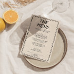 Modern handskriven ritad Retro Ram Bröllop Meny<br><div class="desc">En färglös funky,  modern svartvit bröllop-middagsmeny. Med chic är det mallutformat för grå,  mjölkaktig bakgrund och svarthandsskriven typografi. Med Hand plockade vågigt ram. En Perfekt och matchning med hela sviten.</div>