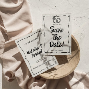 Modern handskriven ritad Retro Ram Bröllop Spara Datumet