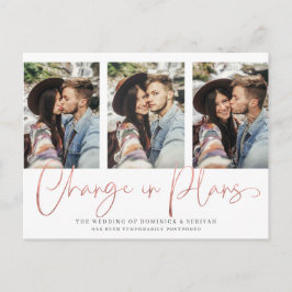 Modern handskriven rose gold vigsel utskjutande vykort