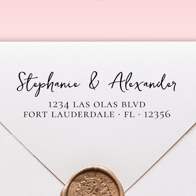 Modern handskriven skrift för Bröllop Returadress Självfärgande Stämpel (Skapare uppladdad)