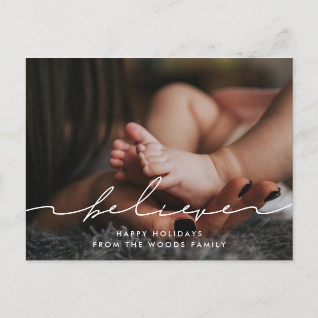 Modern handskriven skrift Tro-foto Vykort (Framsida)