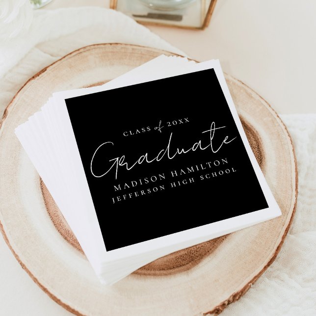 Modern handskriven skript, svart Studenten Pappersservett (Skapare uppladdad)