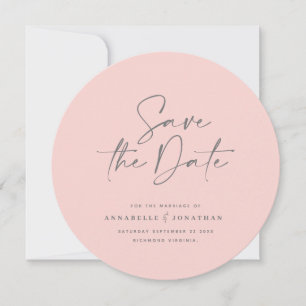 Modern handskriven typografi bröllop rosa grått spara datumet