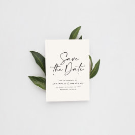 Modern handskriven typografi bröllop svart vit vykort