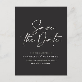 Modern handskriven typografi bröllop svart vit vykort