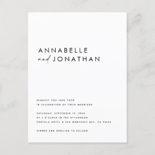 Modern handskriven typografi bröllop vykort