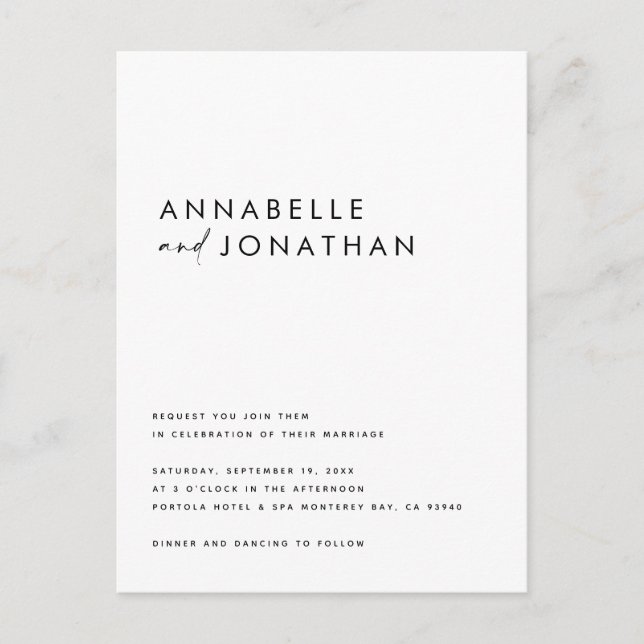 Modern handskriven typografi bröllop vykort (Framsida)