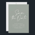 Modern handskriven typografi bröllopsannons spara datumet<br><div class="desc">Modern elegant typografi fet bröllops klara datum kort. Med modern,  elegant typografi och randig bakre design. Färger kan anpassas.</div>