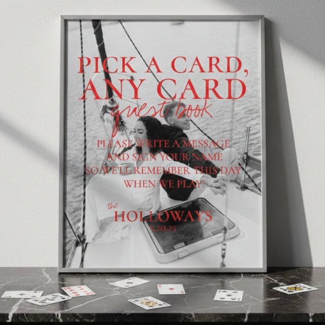 Modern handskriven uppspelningskortets gästskylt B Poster (Modern Handwritten Playing Card Guest Book Sign)