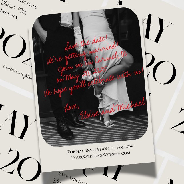 Modern, handskrivet foto Spara datum Inbjudningar (Add a personal touch to your wedding announcement with this Handwritten Photo Save the Date.)
