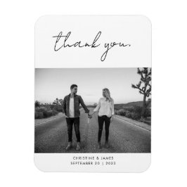 Modern handskrivet skript - foto Bröllop Tack Magnet