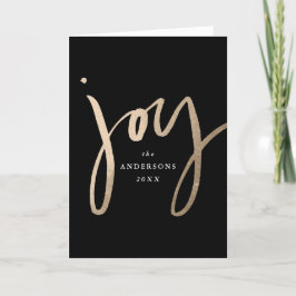 Modern handsskriven Joy Black & Guld non-Photo Helgkort