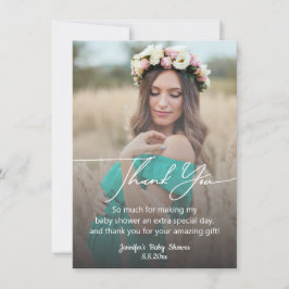 modern handstil baby shower foto tack anteckningskort