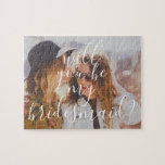 Modern handstil blir min bridesmaid pussel<br><div class="desc">Modern kommer du att bli min bridesmaid frieri pussel med ditt favoritfoto och trendigets handskriftsteckensnitt ovanpå det.88</div>