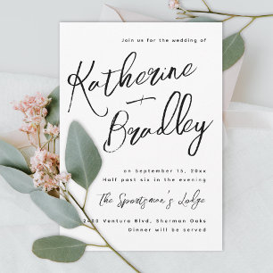 Modern handstil för roligt par namn bröllop inbjudningar