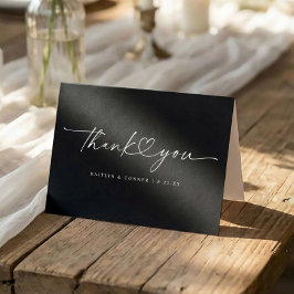 Modern Handwriting Heart Black and White Wedding Tack Kort