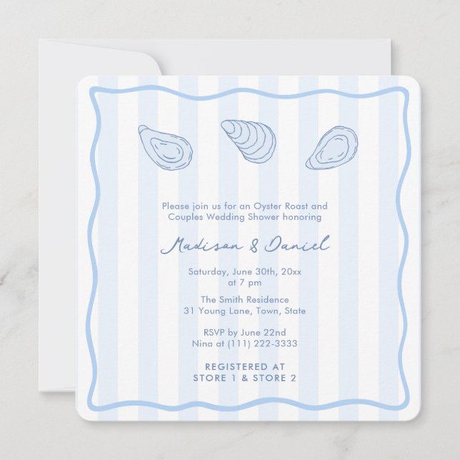 Modern Handwritten Oyster Roast Coed Bridal Shower Inbjudningar (Framsida)