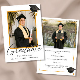 Modern Handwritten Script 2 Photo Graduation Meddelande