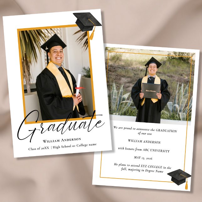 Modern Handwritten Script 2 Photo Graduation Meddelande (Skapare uppladdad)