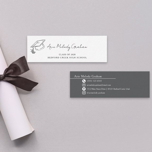 Modern Handwritten Script Graduate Name Card Mini Visitkort (Skapare uppladdad)