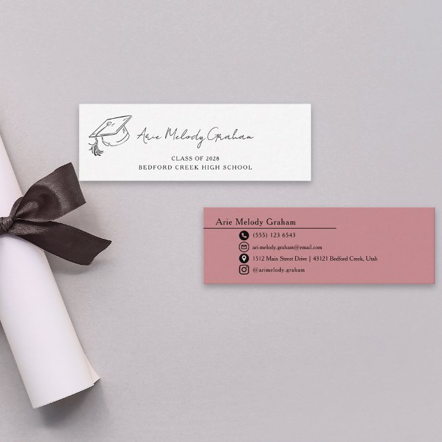 Modern Handwritten Script Graduate Name Card Mini Visitkort (Skapare uppladdad)