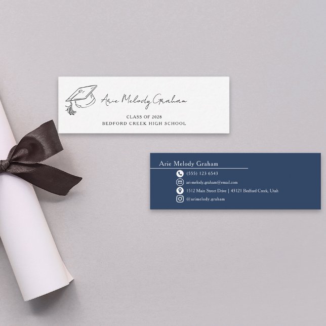 Modern Handwritten Script Graduate Name Card Mini Visitkort (Skapare uppladdad)