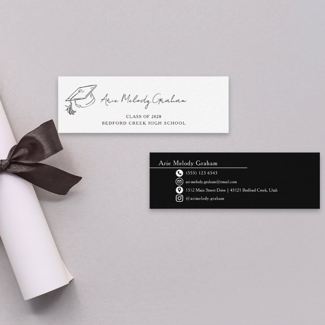 Modern Handwritten Script Graduate Name Card Mini Visitkort (Skapare uppladdad)